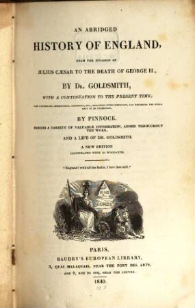 An abridged history of England : from the invasion of Julius Caesar to the death of George II.
