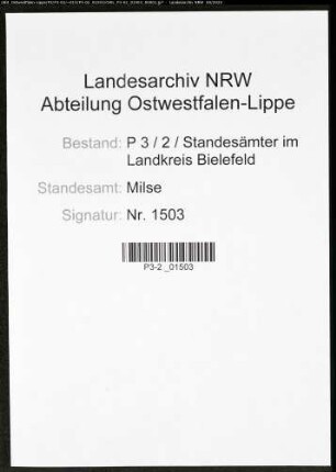 Sterberegister Standesamt Milse