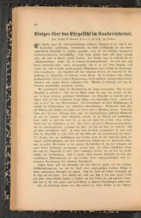 Einiges über das Ehrgefühl im Knabeninternat