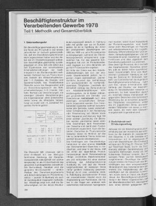 Beschäftigtenstruktur im Verarbeitenden Gewerbe 1978 : Teil 1: Methodik und Gesamtüberblick