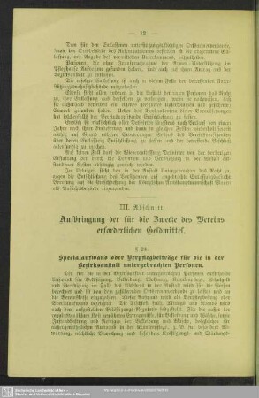 III. Abschnitt. Aufbringung der für die Zwecke des Vereins erforderlichen Geldmittel