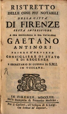 Ristretto delle cose più notabili della città di Firenze