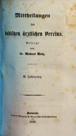 Mitteilungen des Badischen Ärztlichen Vereins. 2. 1848