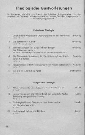 Theologische Gastvorlesungen
