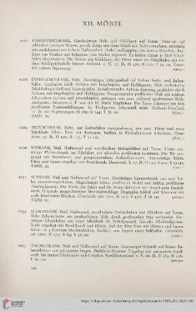 XII. Möbel (Nr. 1027 - 1129)