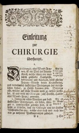 Einleitung zur Chirurgie überhaupt.