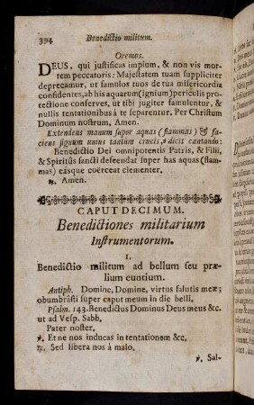 394-400, Caput Decimum. Benedictiones militarium Instrumentorum.