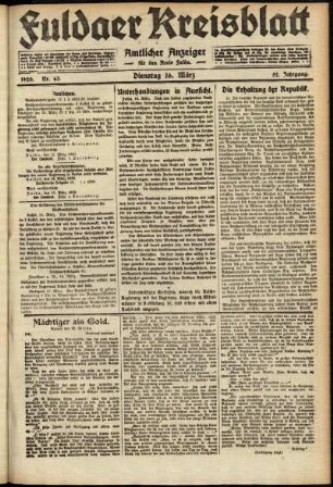 Ausgabe vom Dienstag, den 16. März 1920.