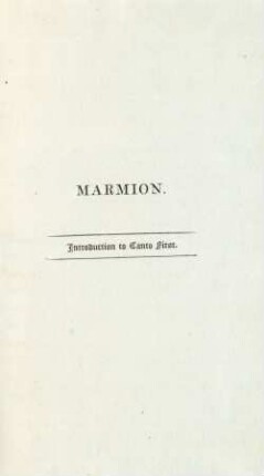 Marmion. Introduction to Canto First