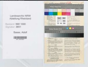 Entnazifizierung Adolf Sasse, geb. 13.02.1895 (Schulrat)