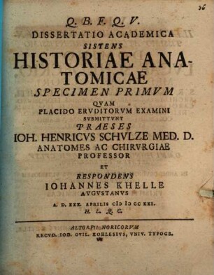 Diss. acad. sistens historiae anatomicae specimen ..., 1