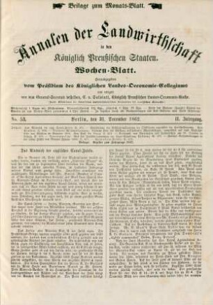 No. 53. Berlin, den 31. December 1862. II. Jahrgang.
