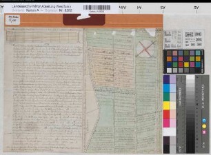 Versmold (Versmold) verkaufte Kostenplätze in der Poggenfahrt 1802 70 rh. Ruten = 16,1 cm 32 x 20,5/41 kol. Zeichnung Johann Hermann Siekendiek Spez.Verz. Markenkarten X Nr. 125