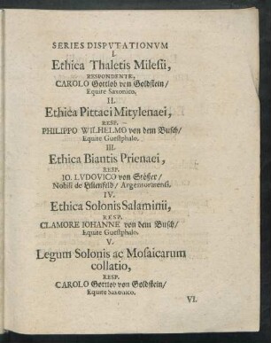 Series Disputationum