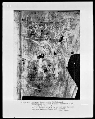 Doppelblatt aus einem Missale, folio 2, T(e igitur) mit Christus am Kreuz zwischen Maria und Johannes