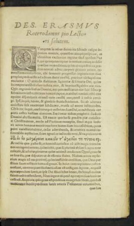 Des. Erasmus Roterodamus pio Lectori salutem.