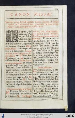 Canon Missae.