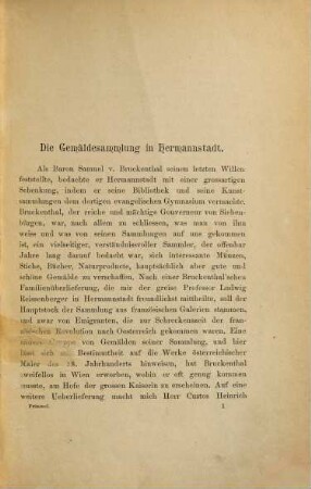 Kleine Galeriestudien, [2],1. Die Gemäldesammlung in Hermannstadt