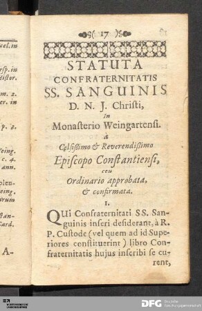 Statuta Confraternitatis.