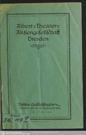 3.1913/14: Geschäftsjahr