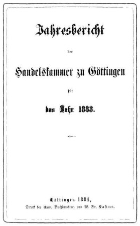 1883: Jahresbericht der Handelskammer zu Göttingen : für d. Jahr ...