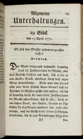 29 Stück. den 13 April 1771.