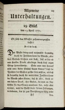 29 Stück. den 13 April 1771.