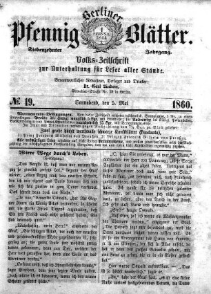 No. 19, Sonnabend, den 5. Mai
