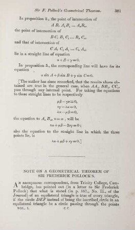 Note on a geometrical theorem of Sir Frederick Pollock's.