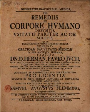 Diss. inaug. med. de remediis ex corpore humano desumtis, usitatis pariter ac obsoletis