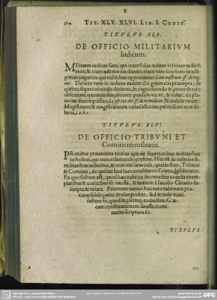 Titulus XLVI. De Officio Tribuni Et Comitis militaris