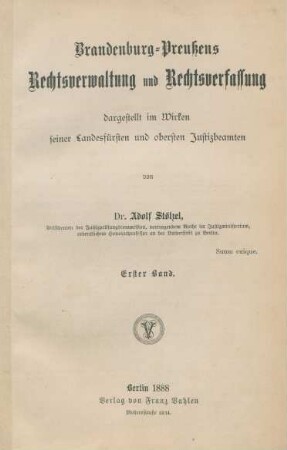 Bd. 1: [Bis zum Königthum]