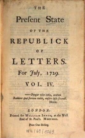 The present state of the republick of letters. 4. 1729, Juli