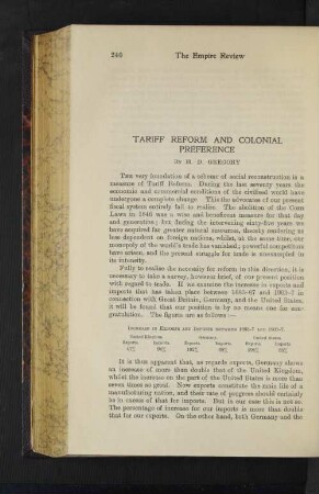 Tariff Reform and Colonial Preference.