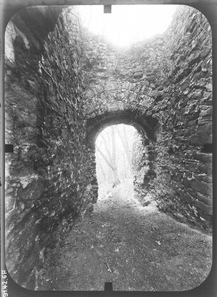 Herrmannsacker. Ruine der Ebersburg (um 1181). Toranlage