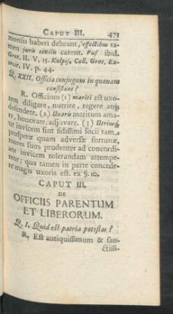 Caput III. De Officiis Parentum Et Liberorum