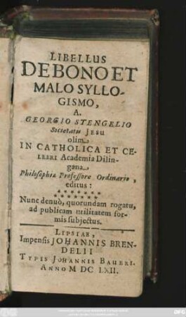 Libellus De Bono Et Malo Syllogismo