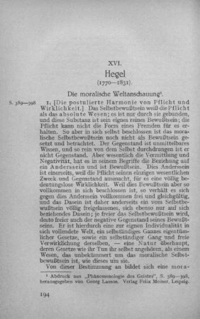 XVI. Hegel