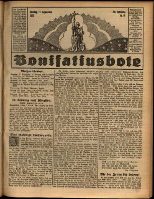 Erste Ausgabe vom Sonntag, den 17. September 1933.