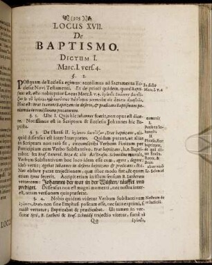 Locus XVII. De Baptismo.