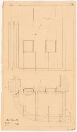 Konzerthaus, Breslau Umbau: Ansicht, Grundriss, Detail Kasse 1:10