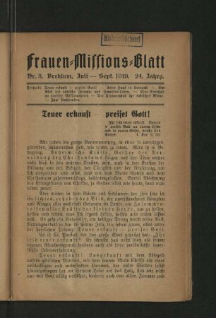 Nr. 3, Juli - Sept. 1919