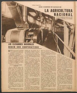 Debe acudirse en auxilio de la agricultura nacional : Los elevadores nacionales deben ser cooperativos
