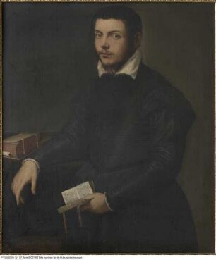 Bildnis eines jungen Mannes mit Erstausgabe der 'Rime' Petrarcas