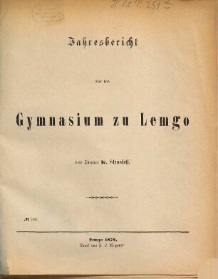Jahresbericht : über das Schuljahr von Ostern ... bis Ostern .... 1880/81
