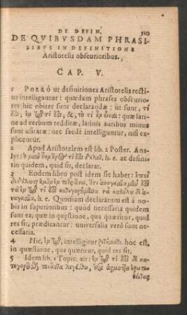 De Quibusdam Phrasibus In Definitione Aristotelis obscurioribus. Cap. V.