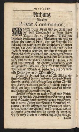 Anhang Von der Privat-Communion.