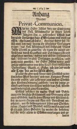 Anhang Von der Privat-Communion.
