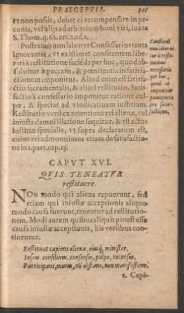 Caput XVI. Quis Teneatur restituere.