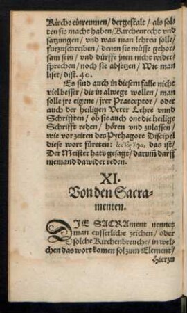 XI. Von den Sacramenten.